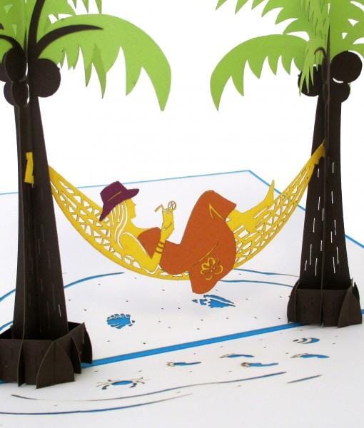 Hammock & Palm Girl 3D card Online