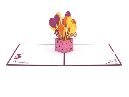 Purple Balloon Bunch 3D card Cheap